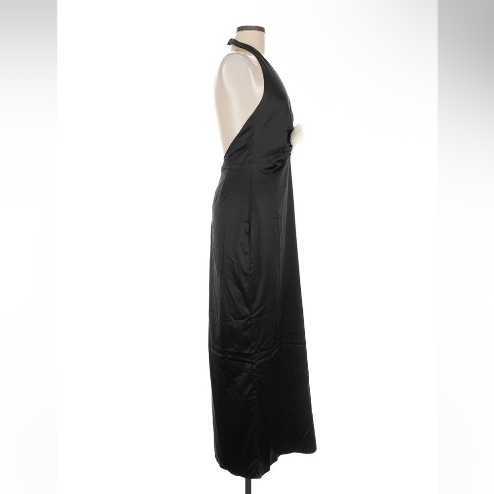 12th Tribe Pia Black & White Satin Rosette Halter Dress - Size M - Picture 8 of 11